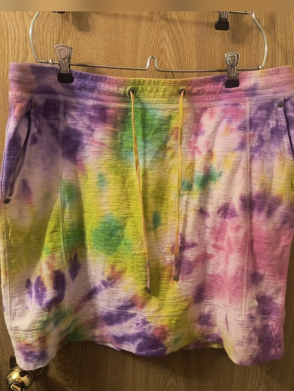 Tommy Bahama Tie Dye Cotton Skirt M Pink Purple Yellow Coastal Beach Resort